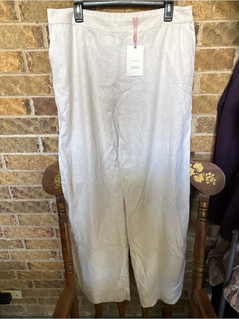 Alex Marie Soft Cream Wide-Leg Linen Pants
